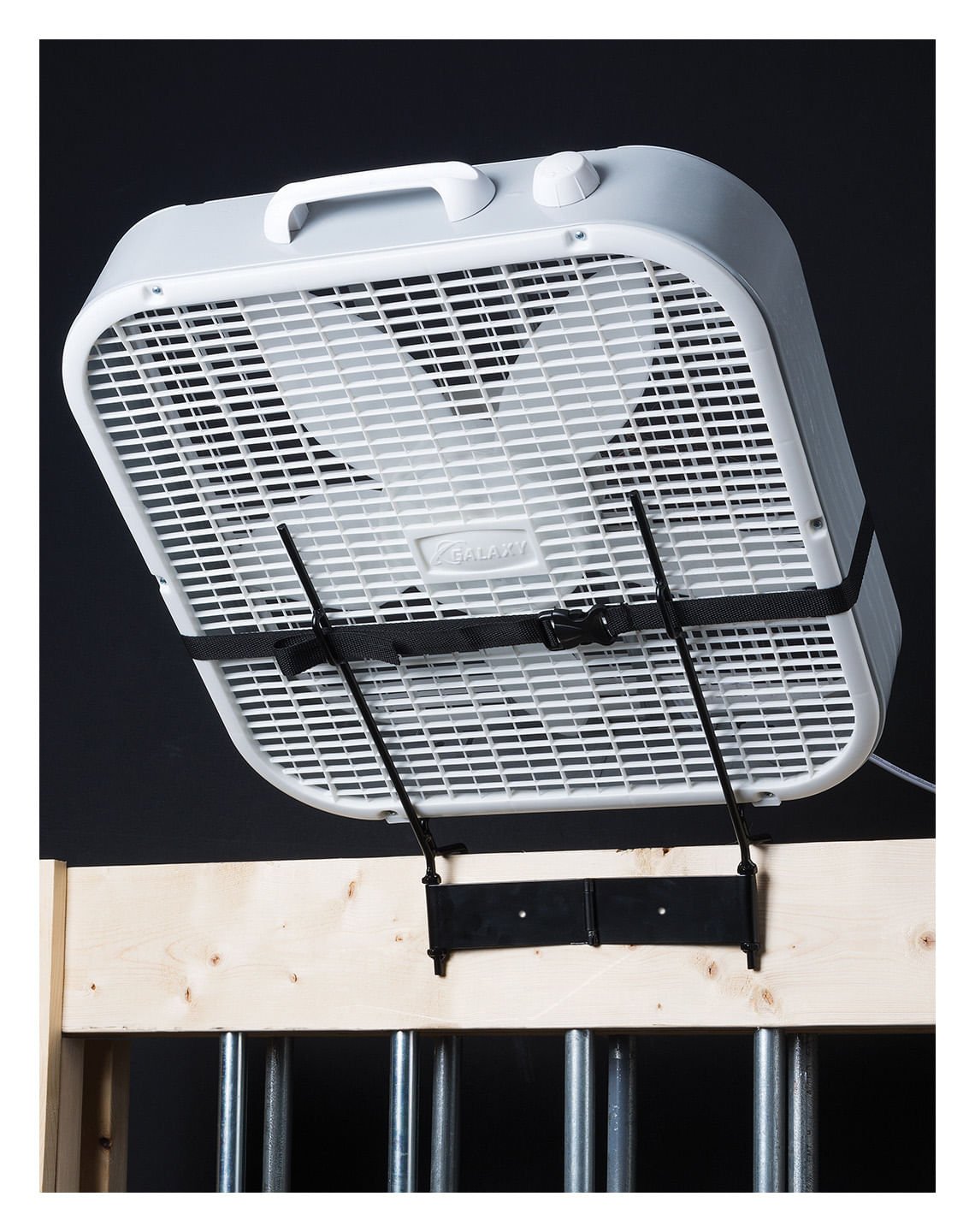 Tough 1 Box Fan Holder With Nylon Straps Black Lambert Vet Supplies Tough 1 Box Fan Holder With Nylon Straps Black Lambert Vet Supplies