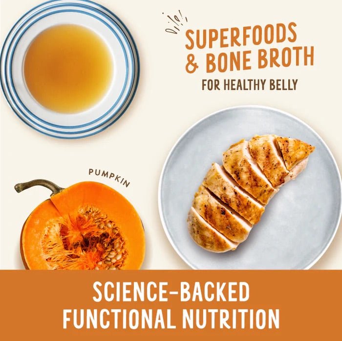 Broth - Licious in Bone Broth - Healthy Belly Recipe Dog Food, 3.5 oz Tray - HE25 - 3.5 oz - Chicken & Pumpkin in Bone Broth - Healthy Belly Recipe - 3