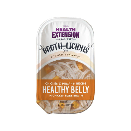 Broth - Licious in Bone Broth - Healthy Belly Recipe Dog Food, 3.5 oz Tray - HE25 - 3.5 oz - Chicken & Pumpkin in Bone Broth - Healthy Belly Recipe - 1