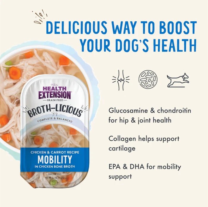 Broth - Licious in Bone Broth - Healthy Belly Recipe Dog Food, 3.5 oz Tray - HE26 - 3.5 oz - Chicken & Carrots in Bone Broth - Mobility Recipe - 5
