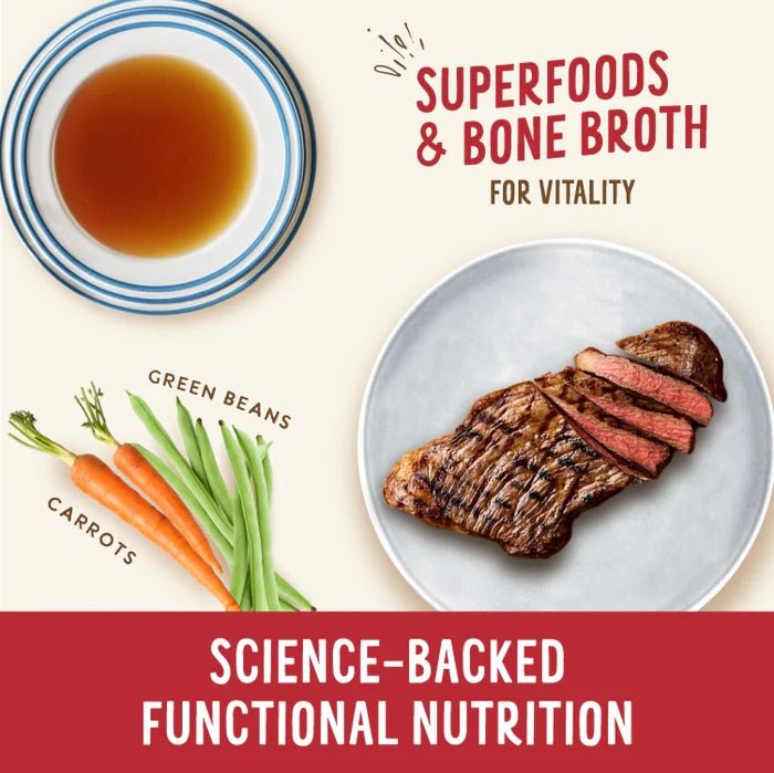 Broth - Licious in Bone Broth - Healthy Belly Recipe Dog Food, 3.5 oz Tray - HE27 - 3.5 oz - Beef & Green Bean in Bone Broth - Vitality Recipe - 9