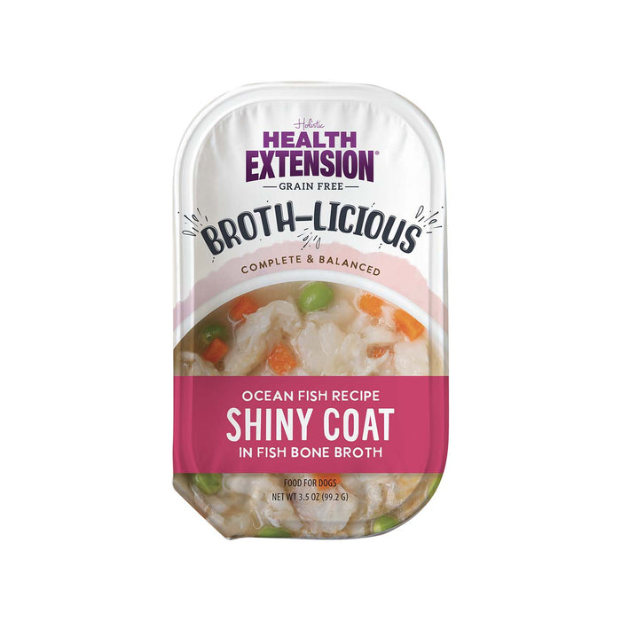 Broth - Licious in Bone Broth - Healthy Belly Recipe Dog Food, 3.5 oz Tray - HE28 - 3.5 oz - Ocean Fish in Bone Broth - Shiny Coat Recipe - 10