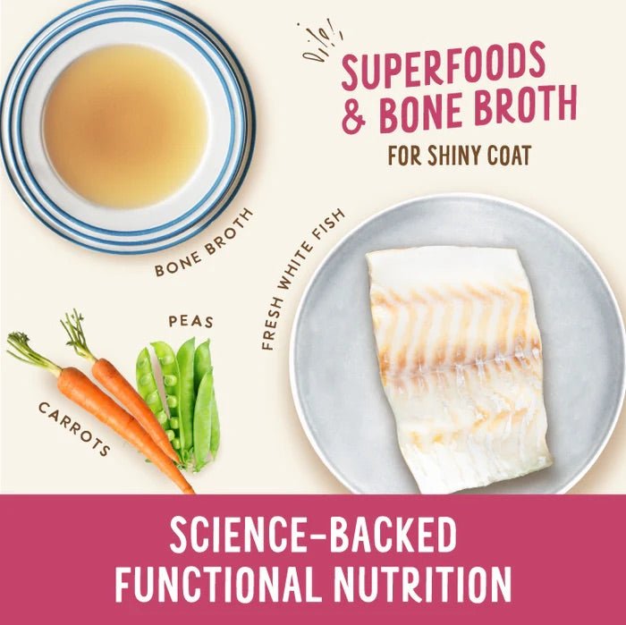 Broth - Licious in Bone Broth - Healthy Belly Recipe Dog Food, 3.5 oz Tray - HE28 - 3.5 oz - Ocean Fish in Bone Broth - Shiny Coat Recipe - 12