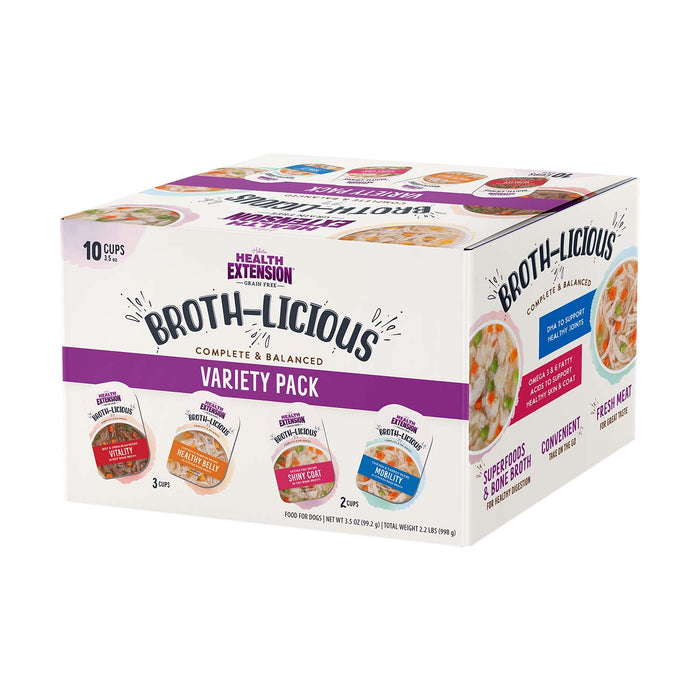 Broth - Licious in Bone Broth - Healthy Belly Recipe Dog Food, 3.5 oz Tray - HE29 - 12 (3.5 oz) - Variety Pack - 16