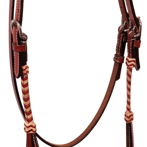 Buffalo Leather Brown Rawhide Laced Browband Headstall - BUFU9 - 2