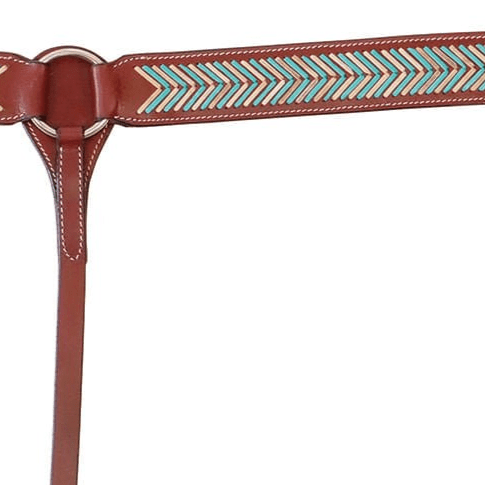 Buffalo Leather Turquoise Rawhide Laced Breast Collar - BUFUQ - 2