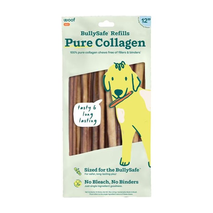 BullySafe Chews - Pure Collagen Chews Dog Chews – Long Lasting, Single Ingredient, Joint Support - WO2AP - 12"L - 10 pk - 8