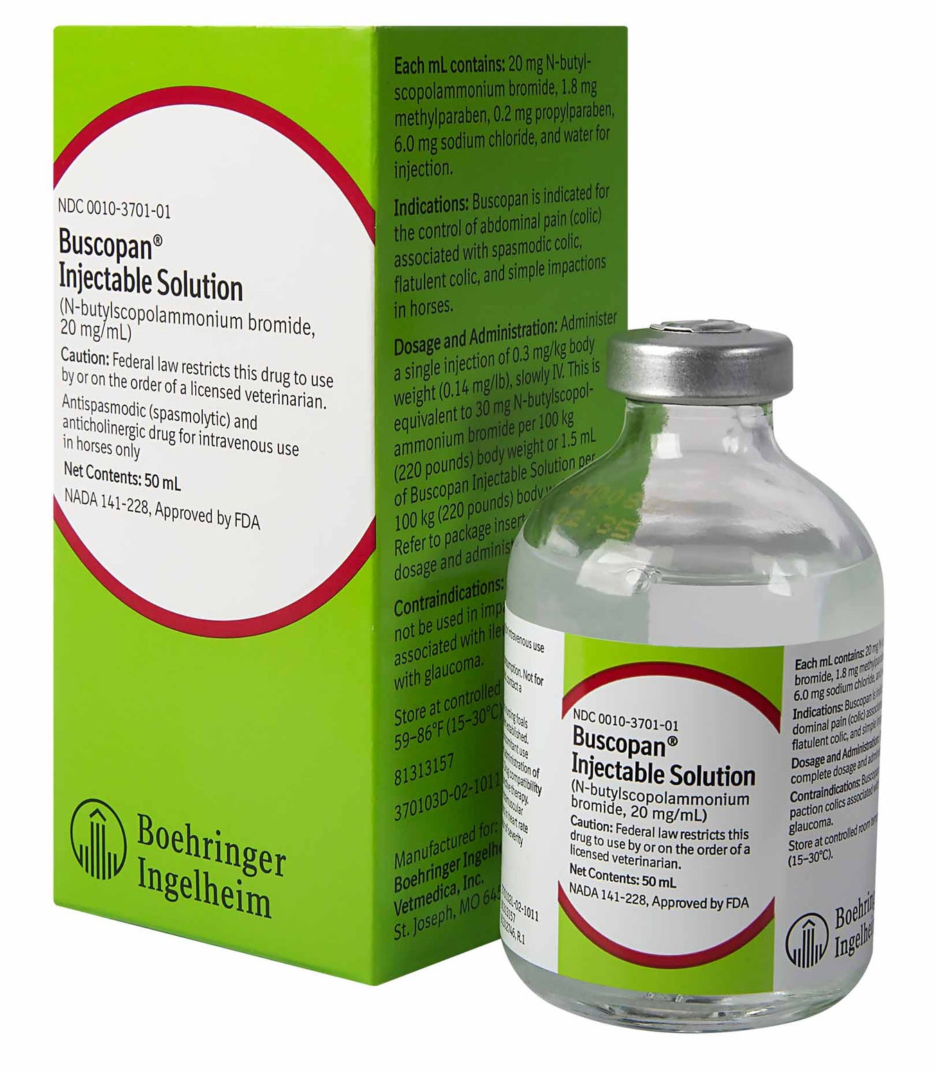 Rx Buscopan Injectable Solution for Horses, 50 mL - 012BI01-50 - 1