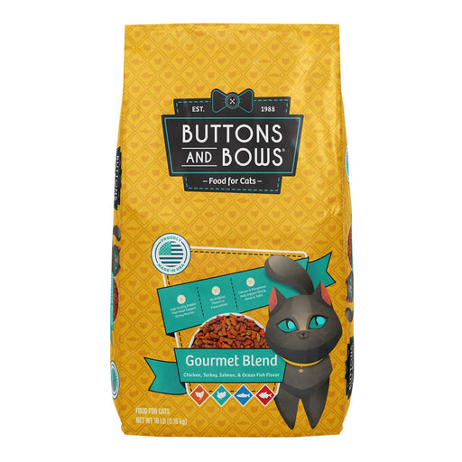 Buttons & Bows Gourmet Blend Cat Food, 18 lbs - SUS2W - 18 lb - Salmon, Chicken, Turkey, Ocean Fish - 1
