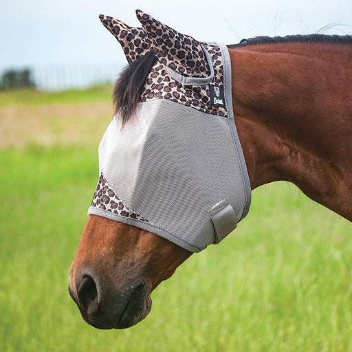 Cashel Crusader Fly Mask with Ears for Horses, Durable Micromesh UV Protection - QL1GR - Weanling - Leopard - 1