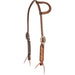 Cashel Two - Toned Floral Tooled Leather Slip Ear Headstall - QL1N3 - Brown - 1