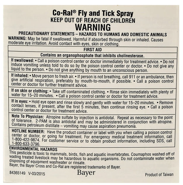 Bayer Co-Ral Fly &amp; Tick Spray &amp; Pesticide, 64 oz — Lambert Vet Supplies