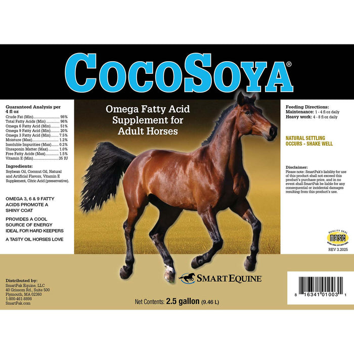CocoSoya Oil, Omega Fatty Acid Supplement for Horses - SMAY - 2.5 Gallon - 5
