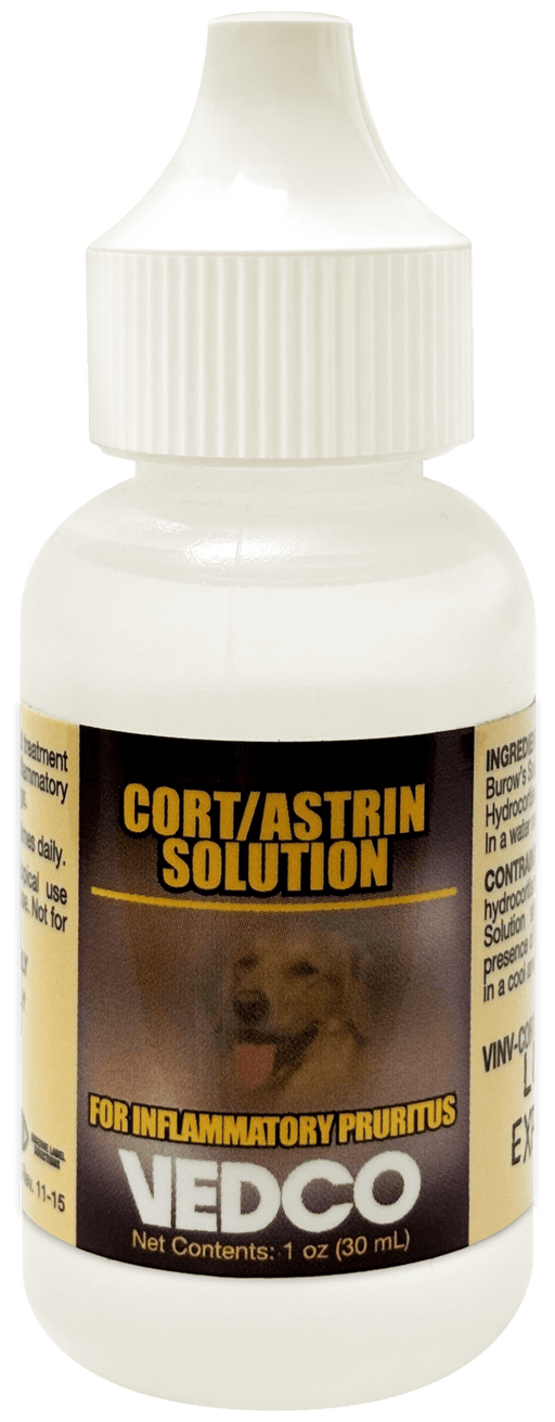 Cort/Astrin Solution & Hydrocortisone, 1 oz – Soothes Itching & Reduces Skin Irritation in Dogs & Cats - WVDR - 1 oz - 1