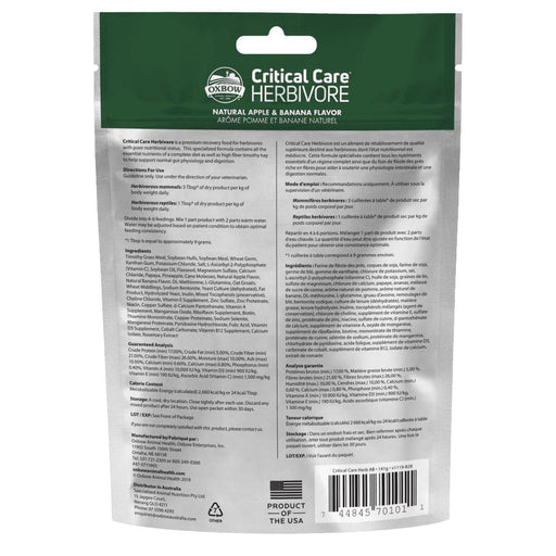 Critical Care Herbivore Diet - 015OXP01-AB-141 - 141 g - Apple Banana - 2