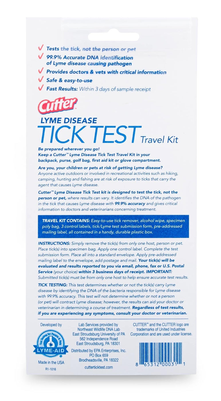 Cutter Lyme Disease Tick Test with Tick Remover — Lambert Vet Supplies