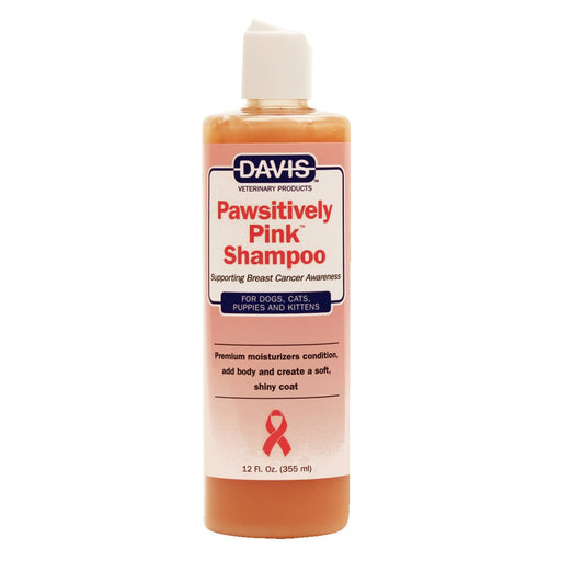 Davis Pawsitively Pink Shampoo for Dogs, Cats, Puppies & Kittens – Hydrating, Gentle, and Soap - Free, Supporting Breast Cancer Awareness - DDMD - Pink - 12 oz - 1