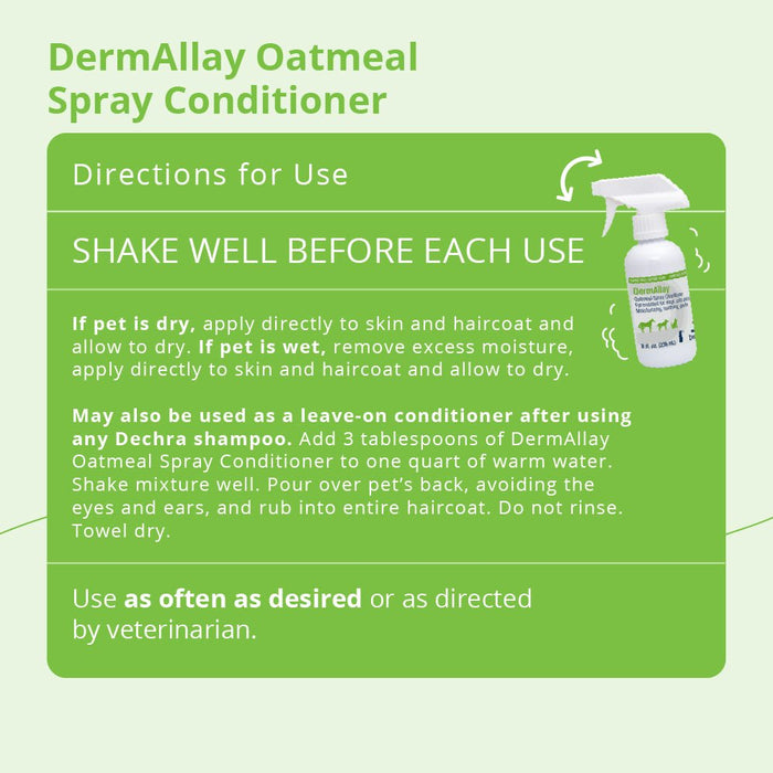DermAllay Oatmeal Spray Conditioner – Anti - Itch, Leave - On Skin Relief for Dogs, Cats & Horses - 013DP-0095 - 8 oz - 9
