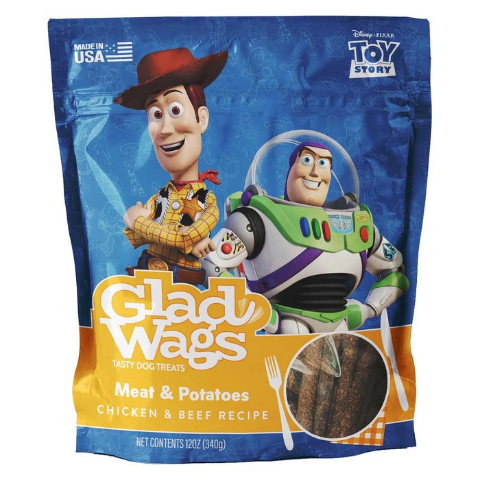 Disney Glad Wags Dog Treats  Chicken, Beef, Turkey & Pork Homestyle Jerky, Grain - Free, 12 oz, Made in USA - PH3S - Meat & Potatoes - 12 oz - 9