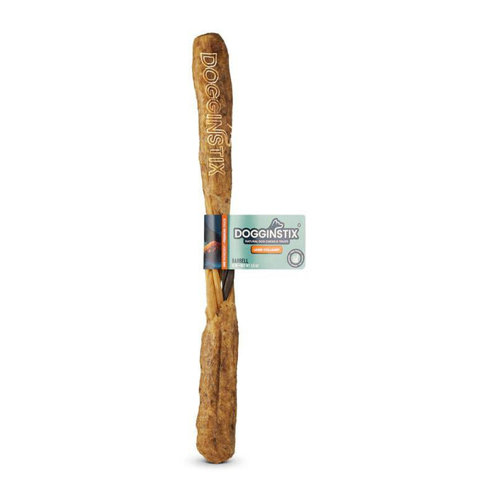 Dogginstix Braided Lamb Collagen Barbell Dog Chew – Natural, Grass - Fed, Low Fat Treat - DG2R - 12"L - Lamb - 1 ct - 1