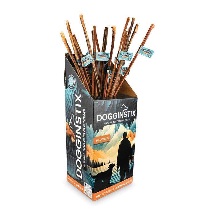 Dogginstix Bully Stick Dog Chew, All - Natural, Grass - Fed Beef, Odor - Free - DG2H - 24"L - Cane - 29