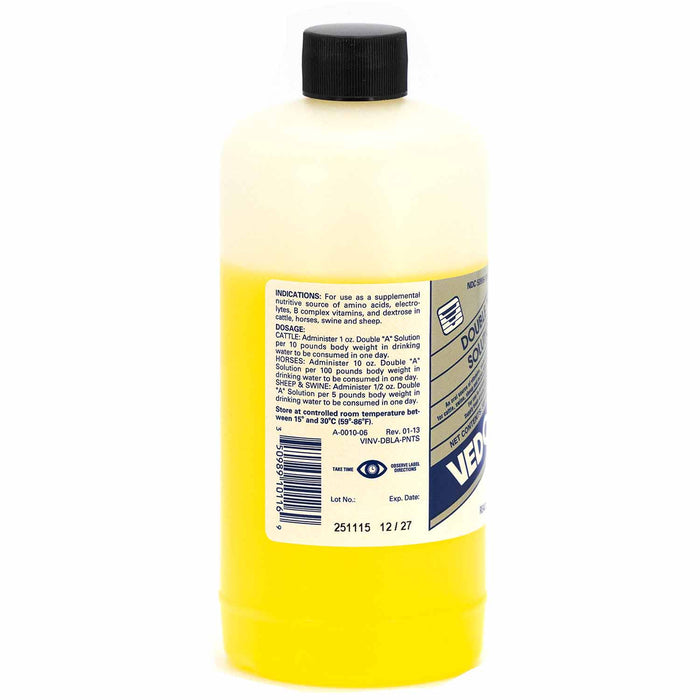 Double "A" Amino Acid Oral Solution for Cattle, Horses, Sheep & Swine – Electrolytes, B Vitamins & Dextrose Supplement, 500 mL - 49A1 - 2