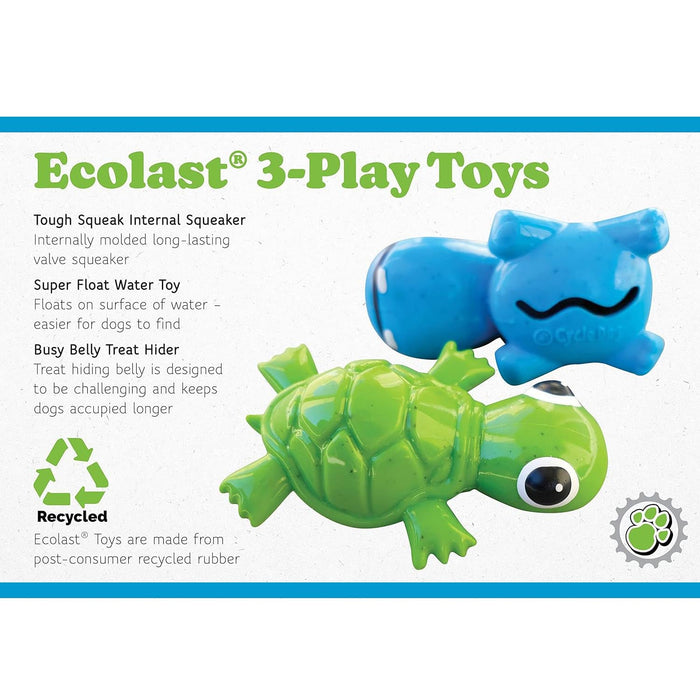 Ecolast Rubber Floating Hippo / Turtle Dog Toys, 1 ct - CD2BM - Hippo - Small - Blue - 2