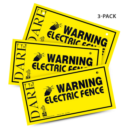 Electric Fence Warning Signs, Pack of 3 - D4E2 - 1
