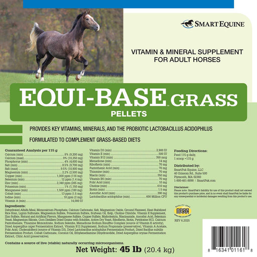 Equi - Base Grass, Vitamin & Mineral Supplement for Horses, Pellets - SMACR - 45 lb - 2