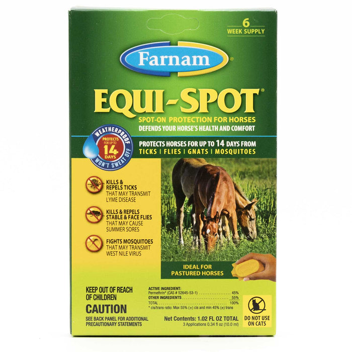 Equi - Spot Topical Fly Control for Horses - FAE9 - 6 Week Supply (3 Applicators) - 9