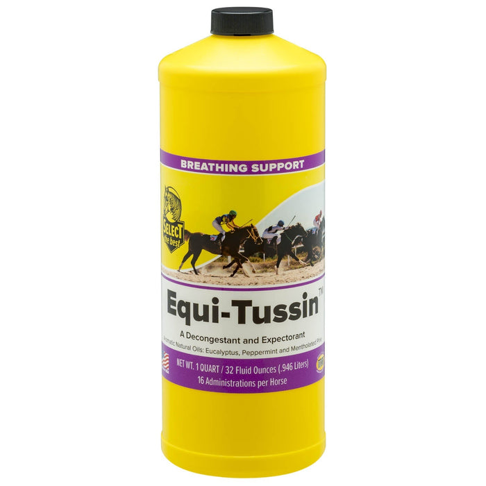 Equi - Tussin 32 oz Decongestant & Expectorant for Horses – Respiratory & Breathing Support with Menthol, Eucalyptus & Peppermint Oils - SELCT - 32 oz (16 Doses) - 1