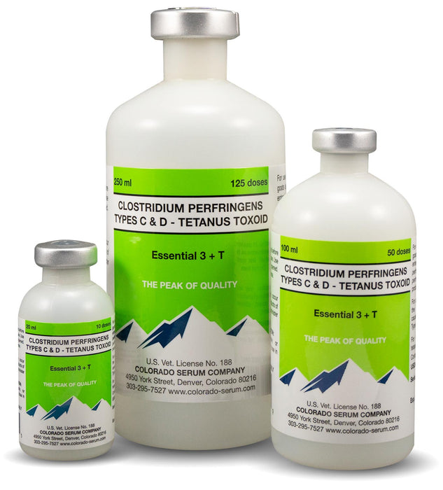Essential 3 + T Vaccine for Cattle, Sheep, & Goat - C8TE - 125 Dose Vial - 10