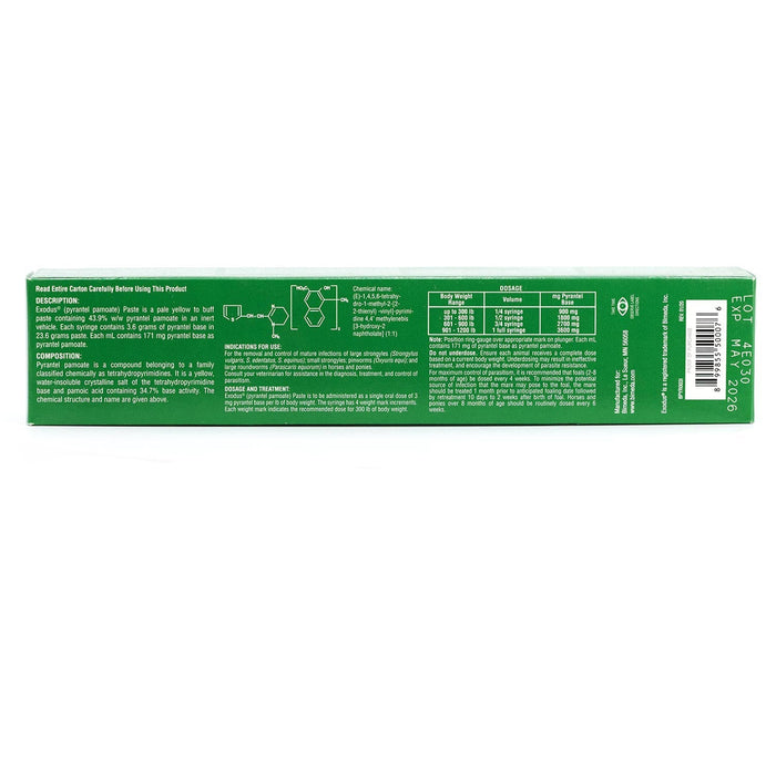Exodus Pyrantel Pamoate Horse Dewormer Paste - 4CE1 - Single Dose Syringe (23.6 g) - Single Pack - Apple - 3