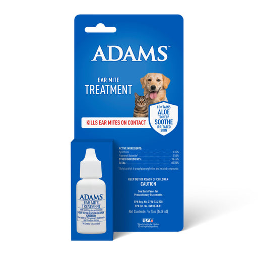 ADAMS Ear Mite Treatment For Dogs and Cats Over 12 Weeks, Soothing Aloe and Lanolin Formula, .5 Fl oz Size 0.5 fluid ounces