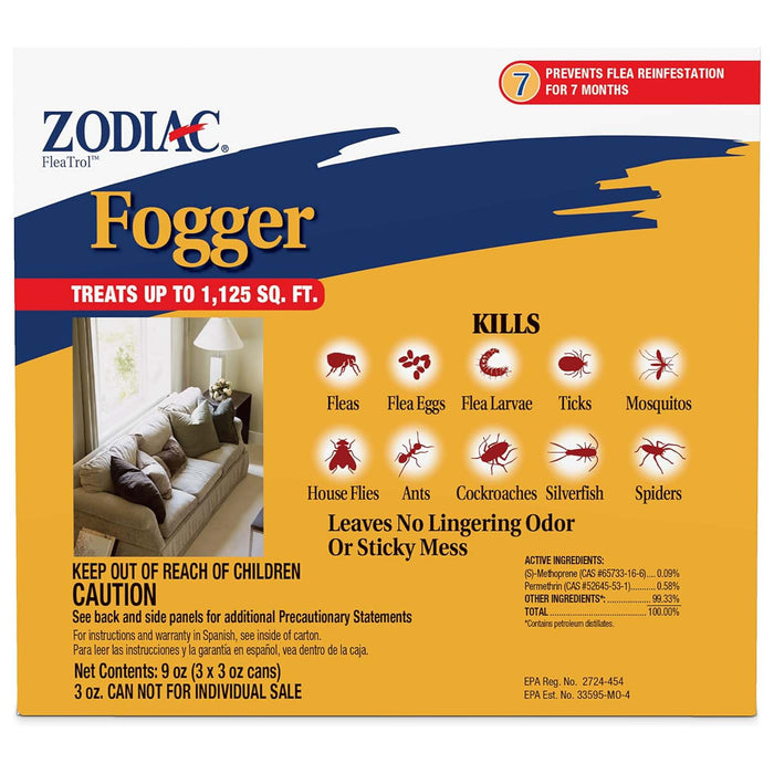 Zodiac Flea & Tick Room Fogger, 3 Pack of 3 oz Cans