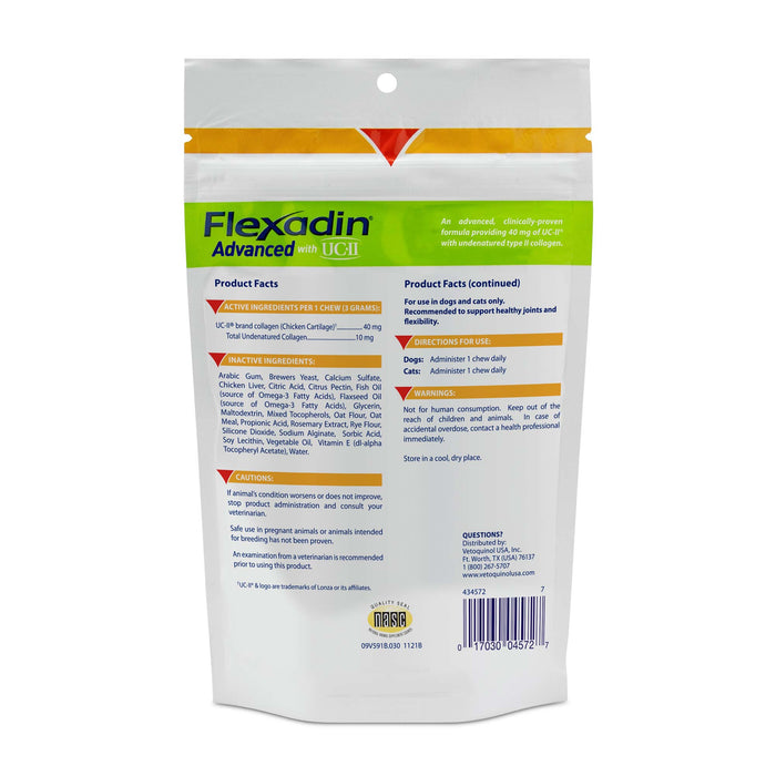 Flexadin Advanced Chews with UC - II Joint Supplement for Dogs & Cats - T6R6 - Chicken - 30 ct - 4