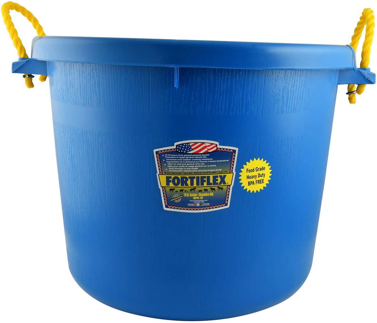 Fortiflex Muck Buckets with Rope Handles, 70 qt — Lambert Vet Supplies