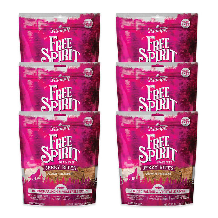 Free Spirit Deboned Jerky Bites Dog Treats, 20 oz - SUS4B-6PK - 20 oz - Salmon - 6 - 14