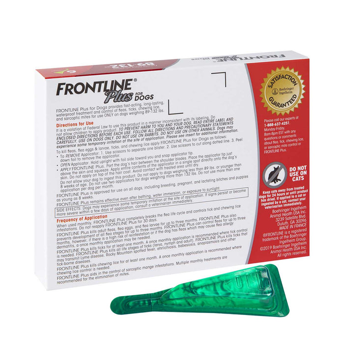 Frontline Plus for Dogs - WVFF - 6 pack - 89 - 132 lbs - 14