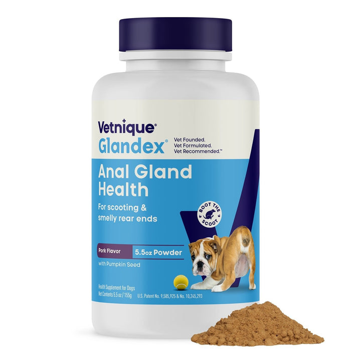 Glandex Anal Gland Health Powder for Dogs - VQLAM - Pork Powder - 5.5 oz - 12