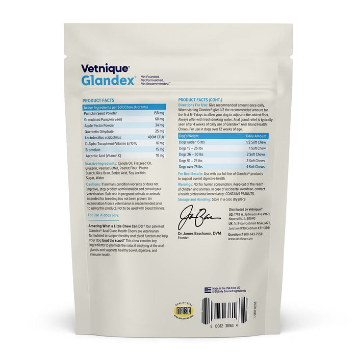 Glandex Anal Gland Health Soft Chews for Dogs, Peanut Butter Flavored - VQLA7 - Peanut Butter - 30 ct - 4