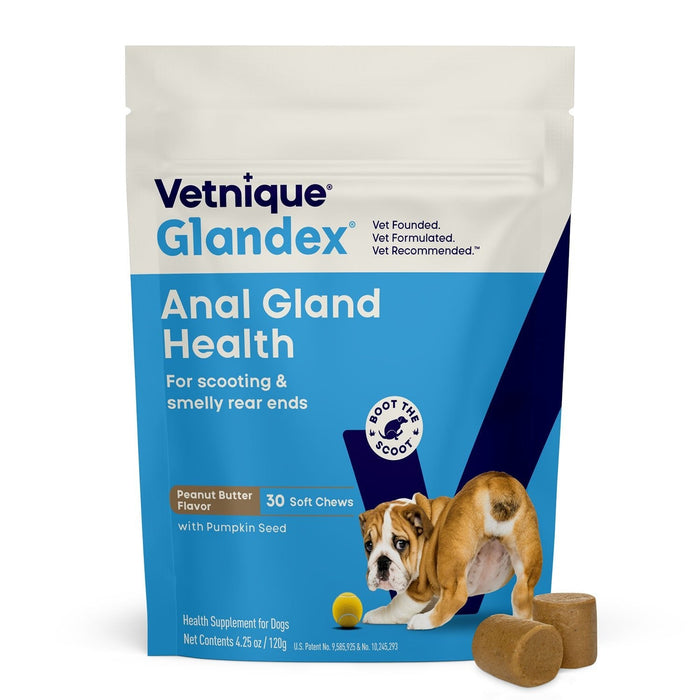 Glandex Anal Gland Health Soft Chews for Dogs, Peanut Butter Flavored - VQLA7 - Peanut Butter - 30 ct - 3