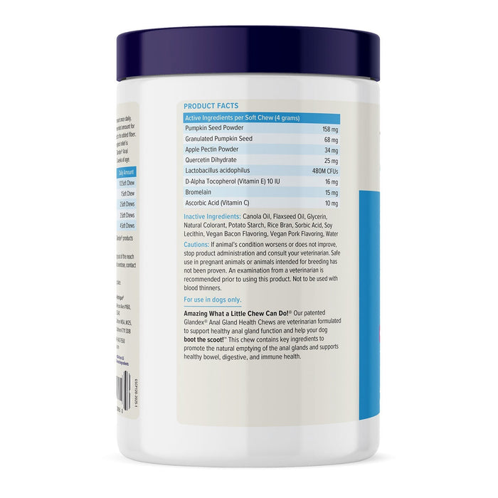Glandex Anal Gland Health Soft Chews for Dogs - VQLAG - Bacon - 120 ct - 16