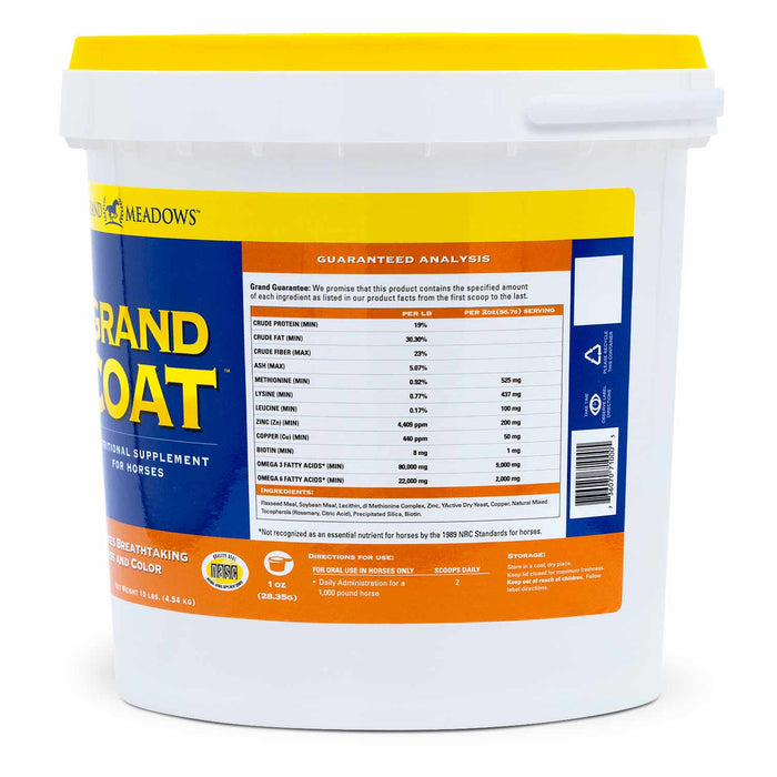 Grand Coat Skin & Coat Powdered Supplement for Horses - 2CFP - 10 lb - 6