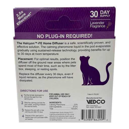 Halcyon FE Calming Home Diffuser for Cats - Starter Kit & Refills - VEDBQ - Lavender - 1 Starter Kit (30 Day Supply) - 2