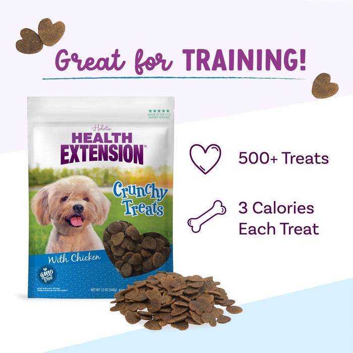 Health Extension Crunchy Heart - Shaped Cookie Dog Treats, Small, 12 oz - HE2AC - 12 oz - Chicken - 11