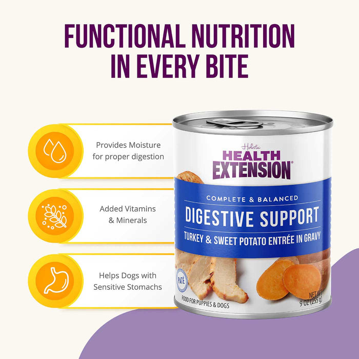 Health Extension Digestive Support Canned Food for Dogs, 9 oz - HE22 - 9 oz - Turkey & Sweet Potato - 1 ct - 15