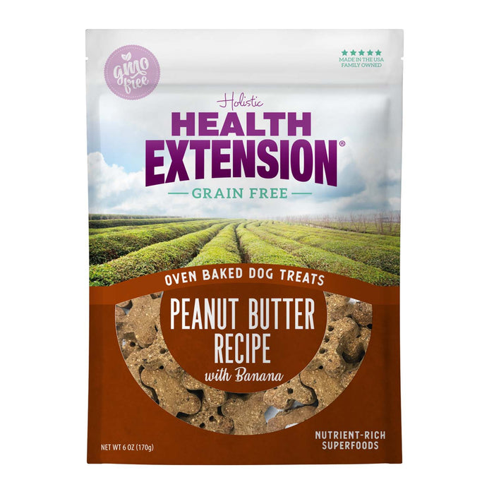 Health Extension Grain - Free Oven Baked Dog Treats, 6 oz - HE2AM - 6 oz - Vegetarian - Peanut Butter & Banana - 12
