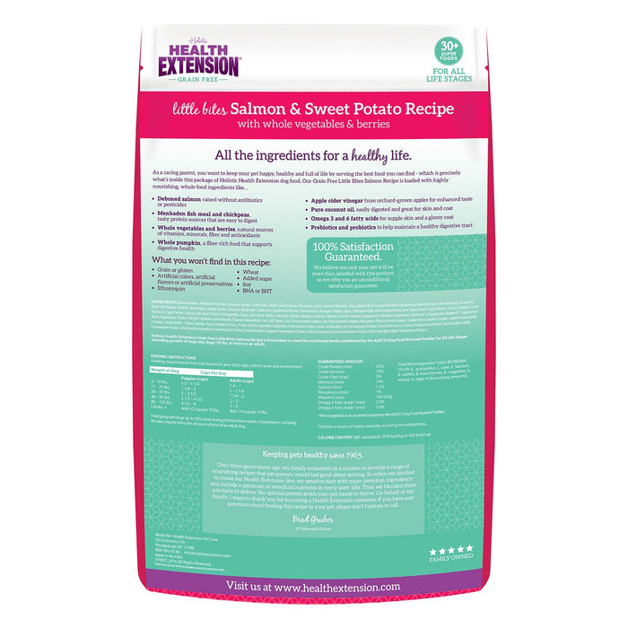Health Extension Grain - Free Venison Little Bites Small Breed Dry Dog Food - HE2T - Salmon & Sweet Potato - 3.5 lb - 22