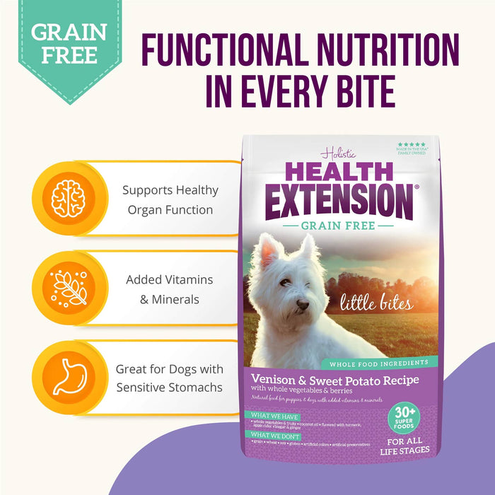 Health Extension Grain - Free Venison Little Bites Small Breed Dry Dog Food - HE2W - Venison & Sweet Potato - 3.5 lb - 4